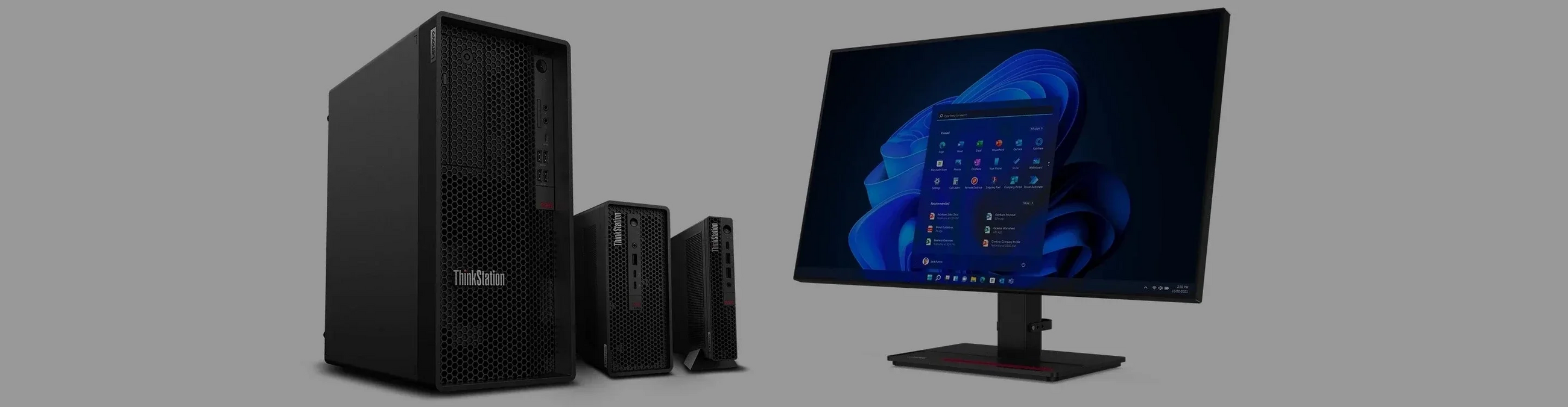 Workstation con monitor e tre case.