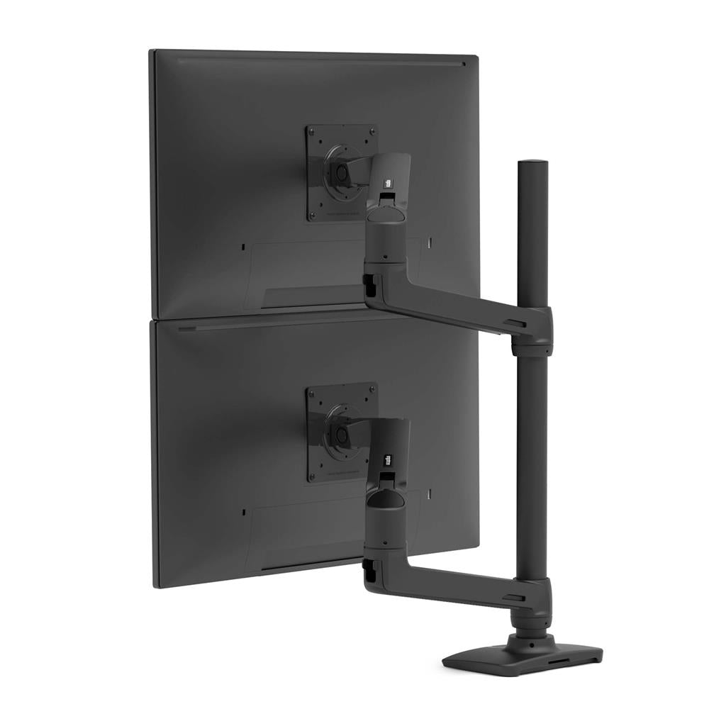 Ergotron Braccio per doppio monitor sovrapposto a palo alto da scrivania LX