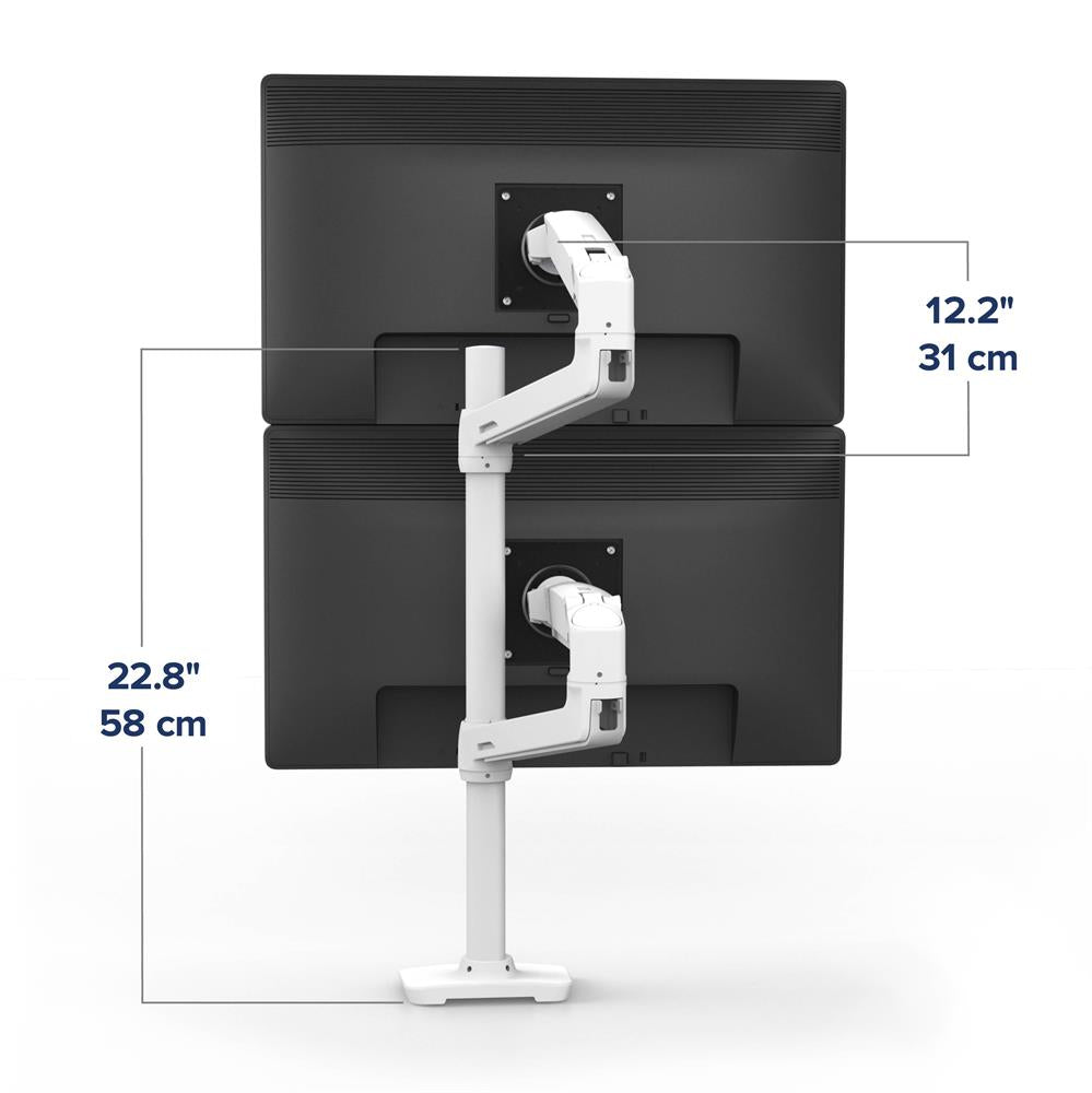 Ergotron Braccio per doppio monitor sovrapposto a palo alto da scrivania LX